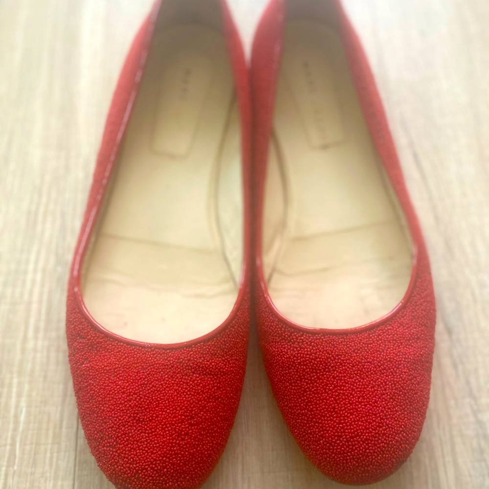 MARC JACOBS size 10 red beaded flats